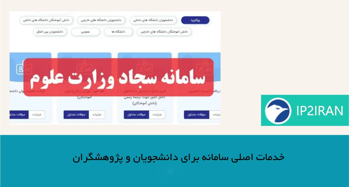 خدمات اصلی سامانه برای دانشجویان و پژوهشگران